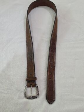 Men's Ariat Brown Leather  Belt with Silver Buckle